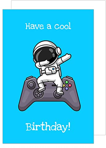 Edition Seidel Premium Geburtstagskarte mit Umschlag. Glückwunschkarte Billet cool Happy Birthday Humor Lustig Teenager Junge Mädchen Gamer Controller Astronaut (G3497 SW023)