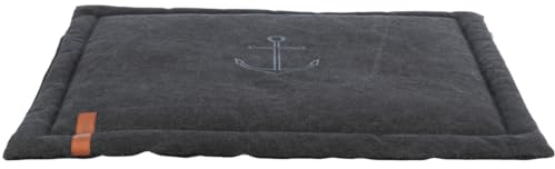 TRIXIE Liegematte BE Nordic Föhr 100x70 cm in schwarz – hochwertiges Hundebett für mittelgroße & große Hunde - große Hundedecke aus robustem Stoff in Canvas-Haptik- waschbar – 37439