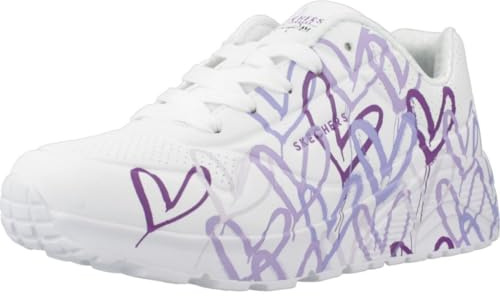 Skechers Girls' UNO Lite Spread the Love, White/Light Purple