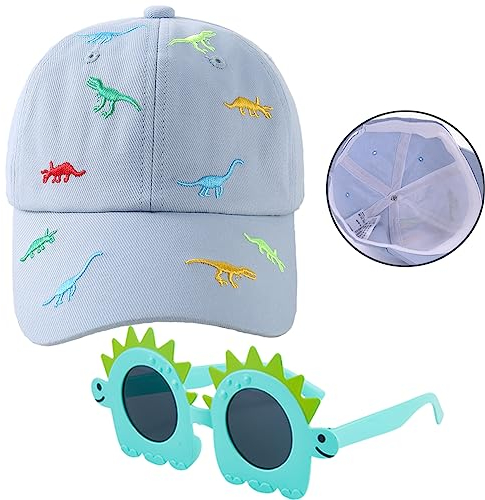JAHEMU Kinder Baseball Cap Dinosaurier Sonnenbrille Sonnenhut Verstellbar Schirmmütze Karneval Hut für Mädchen Jungen Beschattung Sonnenmütze