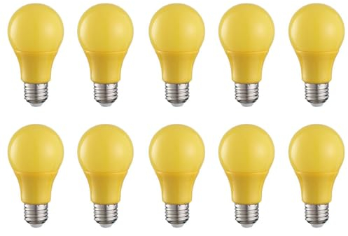 HUAMu 10er Set A60 farbige LED Leuchtmittel Birnenform 3W 25Watt Leuchtmittel Birnenform,für Außen & Innen, Gelb