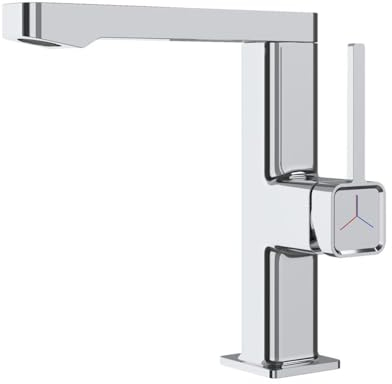 Robinet mitigeur de lavabo en laiton extra long avec bec pivotant à 360 ° - Poignée unique - Chromé