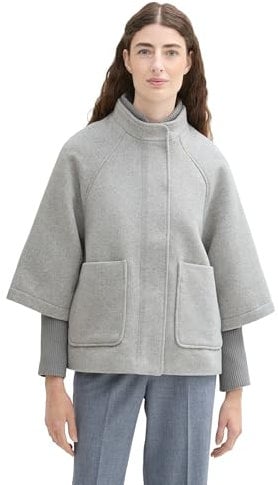 TOM TAILOR Damen 1042901 Cape Jacke, 21373-Medium Silver Grey Melange, 3XL