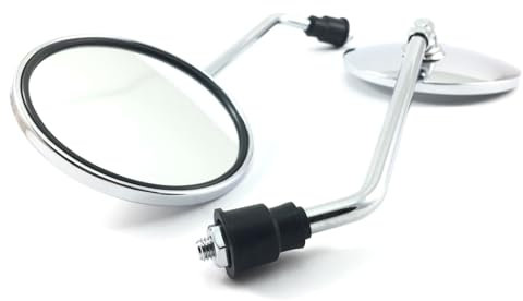 RÜCK SPIEGEL/ROLLER SPIEGEL SET RUND in CHROME mit M8 RECHTSGEWINDE für RETRO CRUISER BENZHOU YIYING YY50QT-21 - FIRENZE 50 - ZNEN und baugleiche GY6 CHINA ROLLER