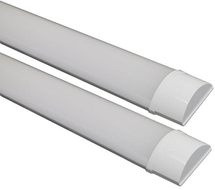 MHtech LED Batten Light - IP20 Fluorescent Light for Home & Office Ceiling, Workshop Lighting, Garage Lighting - 20W Daylight White 6500K Energy Saving Ceiling Light [Energy Class E] (2ft)