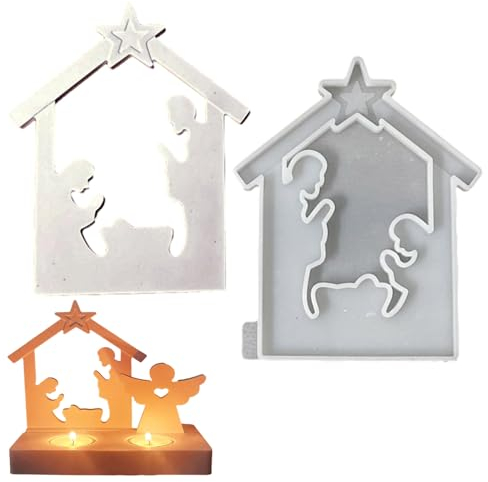ALEFBET Silikonformen Gießformen Kerzenhalter, DIY Kombination Silikonform Kerzenhalter, Neue Ideen Gießform Kerzenhalter, Gipsformen zum Gießen (Einsatz – Taufe Jesu)