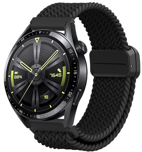 Armband für Huawei Watch GT4 46mm/GT3 46mm/GT2 46mm, 22mm Magnet Einstellbar Nylon Ersatzarmband für Huawei Watch GT4 Pro/GT3 Pro/GT2 Pro/GT2e/Galaxy Watch 3 45mm/Galaxy Gear S3 Frontier/Classic