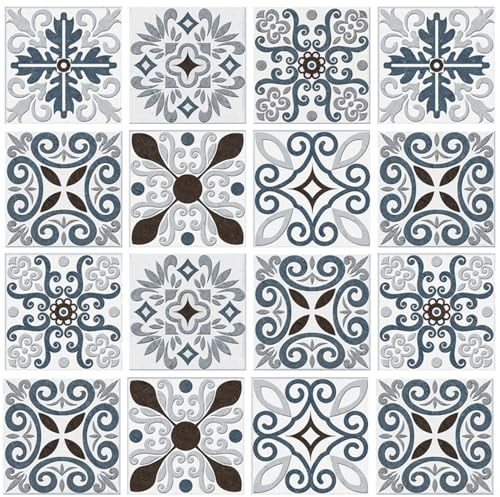 SSyang 20 Teile Fliesenaufkleber, Klebefliesen, Mosaik Wandfliese Aufkleber Fliesensticker Fliesen Marokko Selbstklebende Tapete Wasserdicht Wandaufkleber für Küche,Schrank,Möbel,Tisch(10cm)