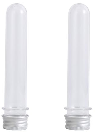 2 Pcs Plastic Test Tube Transparent Tube Plastic Tube Reusable Container Tubes with Lid Clear Plastic Test Tubes for Sample DIY Craft Candy Flower Plants