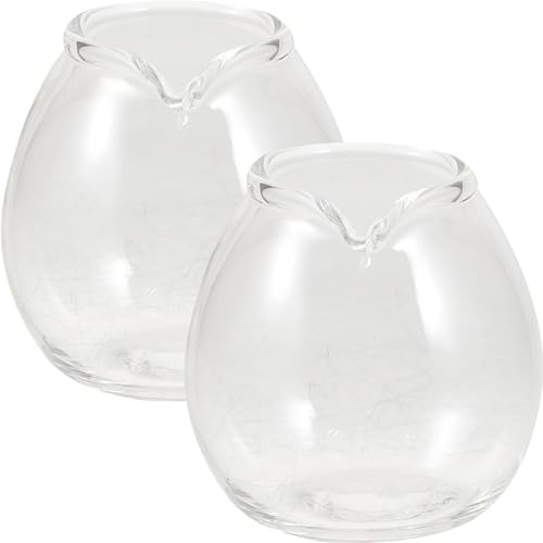 Cabilock Lot de 2 mini pots à lait en verre de 20 ml - Pichets à lait transparents - Bec verseur pour café, bar, cuisine