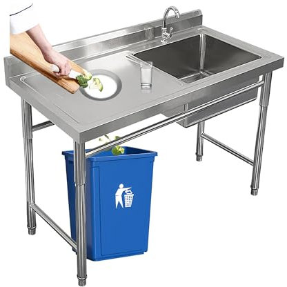 Indépendant evier cuisine inox evier exterieur de jardin evier buanderiel De Restaurant Commercial Professionnel Extérieur Évier Robinet Chaud/froid Et Lavabo for Cuisine Restaurant Emplacement droit(