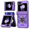 LIUKM Funda para Samsung Galaxy Z Flip 6, Cubierta de cámara Deslizante Proteger Militar Antigolpes Protectora Carcasa con 360° Magnético Soporte Silicona TPU + PC Rugged Bumper Case Cover- Violeta