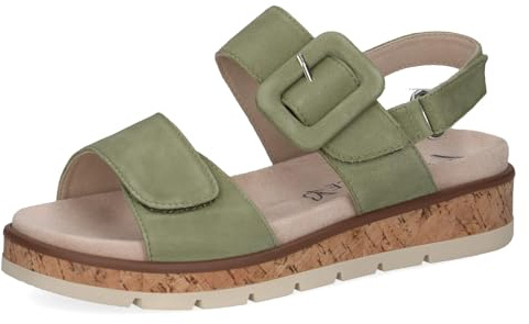 CAPRICE Damen Sandalen flach aus Leder mit Plateau, Grün (Green Suede), 40 EU