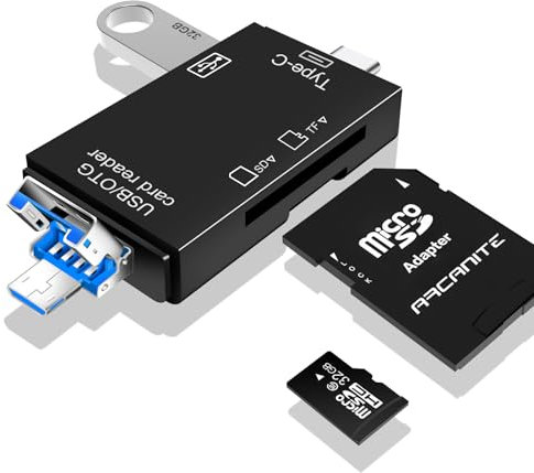 Coolden SD Kartenleser, Dual Stecker Micro USB & Typ C Kartenlesegerät Highspeed OTG Adapter SD Card Reader Speicherkartenleser für Android/Laptop/Windows/Kamera, unterstützt MicroSD/TF/SDHC/SDXC
