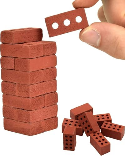 KGDUYC 50 Stück Mini Ziegel Miniatur Ziegel Mini Modellziegel Gebäude Ziegelsteine für DIY Bauen Puppenhaus Garten Ornament Haus Spielzeug Deko, 0,79 x 0,39 x 0,39 Zoll