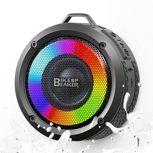 PRSCFUM Bluetooth Shower Speaker, Portable HD Sound With Suction Cup/Lanyard, IPX7 Waterproof Wireless With RGB Light, Stereo Bass, USB-C, Mini for Bathroom, Party, Outdoor