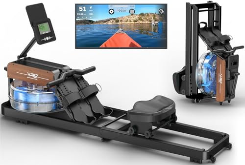 MettleMatic Rudergerät für Zuhause Klappbar, Bluetooth Rudergerät Wasser mit Verstellbarem Tablethalter, zu 98% Vormontierte Klappbare Rudergeräte, 160KG Belastbar