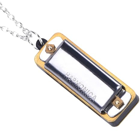 Mini Mundharmonika Halskette, 4 Löcher 8 Töne, Tragbare Harmonika für Kinder & Anfänger, Silber, Geschenk für Musikliebhaber & Schmuck, Leicht zu Spielen, Deutsche Anleitung