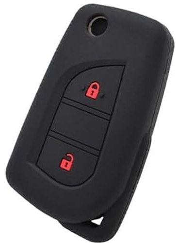 MUEOSI 2 Button Car Key Fob, for Toyota, Highlander, for Corolla, Camry, for Peugeot, 108, for Citroen, C1 Chain Silicone Remote Shell Cover Case Holder car key shell