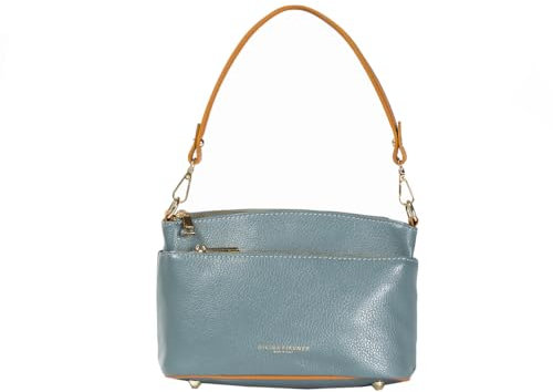 DIVINA FIRENZE - LILLA, Borsa Tracolla Donna, Realizzata A Mano In Vera Pelle, Colore Blu. Molto Spaziosa, Elegante E Versatile, Perfetta Per Ogni Occasione. Qualità Artigianale Made In Italy (Blu)