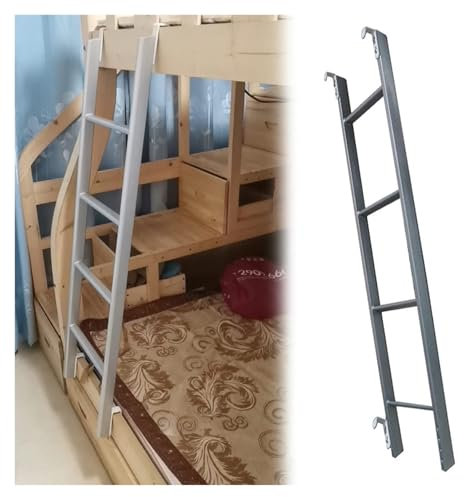 IQQOPVHG Etagenbett-Leiter aus Metall mit 4 Haken für Hochbetten im Loft-Schlafsaal, 130 cm, silberfarben