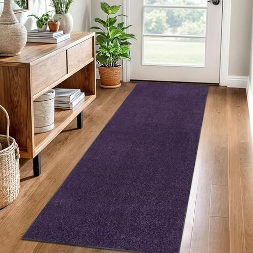 Carpet Runner for Hallway Non Slip Long Washable 40 x 80 cm Kitchen Runner Rugs for Hallway Heavy-Duty Absorbent Area Rugs Door Runner Mats Carpet Floor Mat Hallway Runner Rug for Entrywa Purple