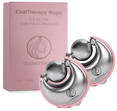 GlowyFace - Globes De Glace pour Visage/Massage Cryo Anti-Poches & Anti-Cernes/Effet Fraîcheur Immédiat, Peau Lisse & Teint Glowy/Accessoire Massage Visage Self-Care.