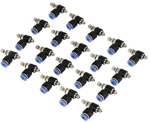 20pcs OD 4 Mm Tube M5 Valve de Commande de Vitesse Pneumatique de l'air Rapide, Installation Facile, Résistante à la Haute Pression, Rotation à 360 °, Démontage Facile, Joint à l'épreuve des
