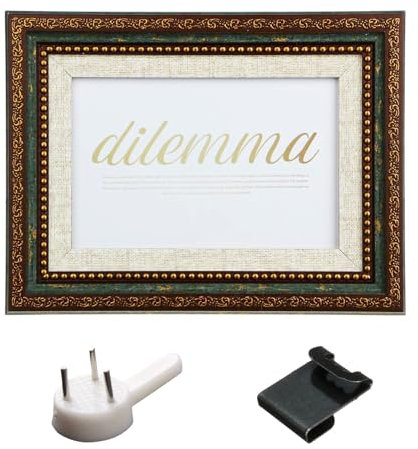 WENJION Bilderrahmen 13x18 Vintage Stil Grün 7 Zoll Fotorahmen Set Zum Aufhängen Und Aufstellen Barockrahmen Für Wohnzimmer Schlafzimmer Esszimmer Mit S-Haken Und Wandnägeln