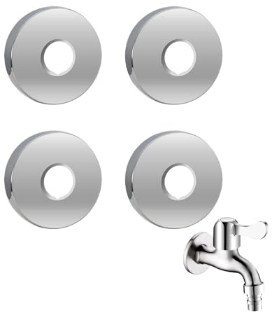 CLDURHGE 4 Stück Abdeckrosette Edelstahl 3/4 Zoll 27mm x 70mm x 10mm für Badezimmer Dusche Küche Wandarmaturen Sanitär Rohrverkleidung modern rund Silber