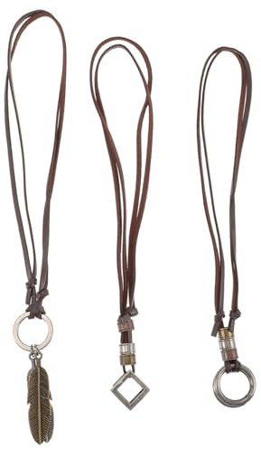 Garneck Collier Rétro Double Anneau en Cuir, Lot de 3 pour Femmes, Hommes | Style Vintage et Créatif, Alliage Discret, Présent de Collier, Bague Serpent Homme, Touche Élégante