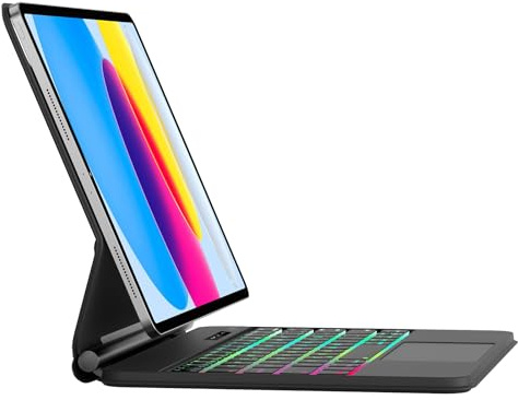 Magic Keyboard für iPad A16 11. Gen 11 2025 & iPad 10. Gen 10.9 2022 | Schwebendes Magnetisches Design, 7 Farben Hintergrundbeleuchtung Tastatur mit Touchpad, Schwarz