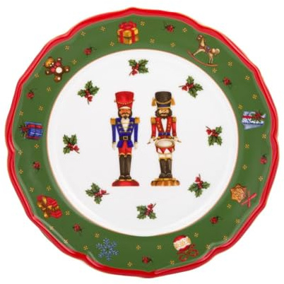 KASANOVA Set 2 piatti frutta natalizi porcellana bordo verde