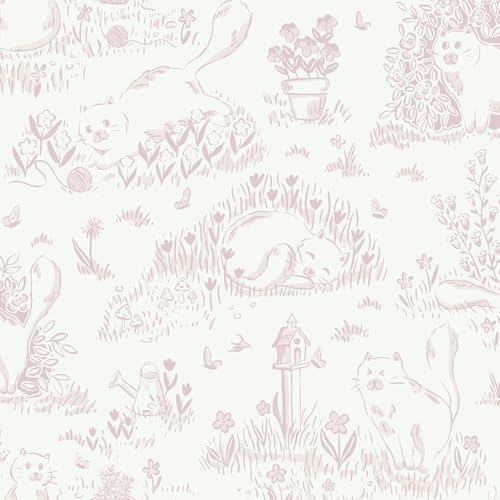 Yomshi Self Adhesive Wallpaper Pink Cats Mailboxes and Botanical Wallpaper 44 x 1000 cm Cartoon Animal Vinyl Wrap for Bedroom Cabinets Wall Living Room Renter Friendly Thicken Textured