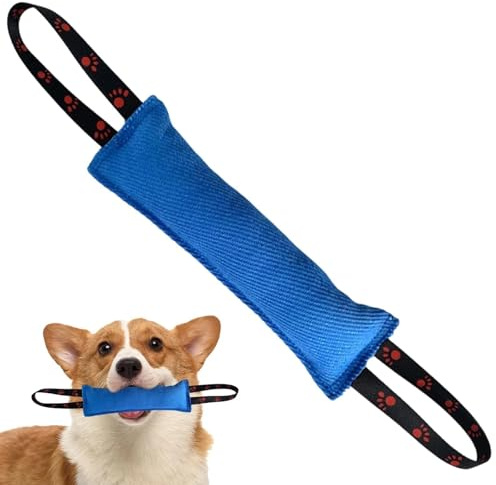 XBAIPIN Hunde Zerrspielzeug 30 cm – Reißfestes Beißkissen mit | 2 Handschlaufen, Tauziehen Spielzeug für große & kleine Hunde, Trainings- & Beschäftigungsartikel in Blau