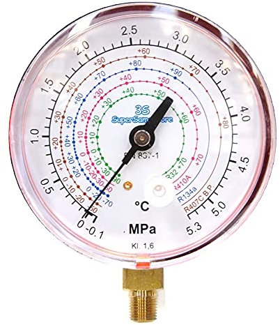 3S SuperSamaStore Manometro Alta Pressione Universale, Manometro per Climatizzatori con Scale Gas R32 R410A R407C R134A
