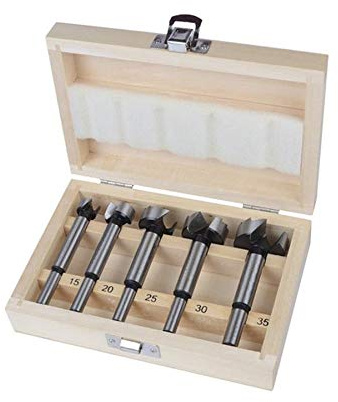 KIT 5 FRESE FRESA LEGNO GAMBO 8MM CERNIERE MISURE 15 20 25 30 35MM