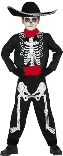 Generique - Día de los Muertos Skelettkostüm für Jungen Halloween schwarz-weiss