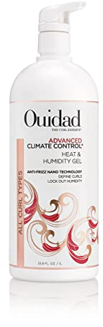 Ouidad Fortgeschrittene Klimakontrolle Heat and Humidity Gel, Knirschfreier flexibler Halt zur Definition von Locken, Speichert Feuchtigkeit und schließt Feuchtigkeit aus, um Frizz zu verhindern, 1L