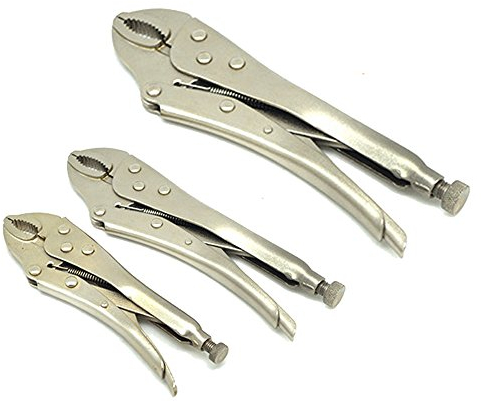 NUZAMAS Set of 3 Curved Jaw Locking Plier Quick Release Adjustable 10 7 5 (250mm 175mm 125mm)