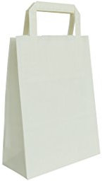 Carte Dozio - Shopper in Kraft color Bianco, maniglia piatta, f.to cm 27+12x37, cf 25 pz