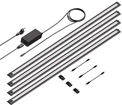 ledscom.de LED Unterbau-Leuchte SIRIS schwarz matt, flach, 90cm, je 1044lm, weiß 4er Set