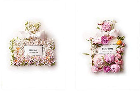 Mode Blush Rose Parfum Fleur Bouteille Peintures sur Toile Tableau De Miss Blooming Bouquet Murale Art Vogue Affiches Et Estampes Decoration À La Maison 50x70cmx2 No Frame