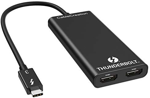 CableCreation Thunderbolt 3 to Dual HDMI 2.0 Adapter, Support Two 4K@60Hz HDMI Display Adapter, 40Gbps, Thunderbolt 3 Certificated Compatible for Mac and Some Windows Systems