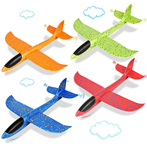 VCOSTORE Styroporflieger Flugzeug, 4 StüCk Styropor Flugzeuge für Kinder, 44cm Groß Segelflugzeug Wurfgleiter Flugzeug Spielzeug Flieger Styropor Kinder