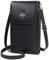 HNOOM Sac Téléphone Portable Femme Portefeuille en Cuir Véritable Petit Sac à Bandoulière Sac à Main Portefeuille avec 8 Porte Carte, Pochette Portefeuille Telephone avec Bandoulière Réglable, Noir,