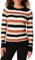 Amazon Essentials Damen Regular-Fit Langarm-Pullover Rundhalsausschnitt, Schwarz Braun Rugby-Streifen, L