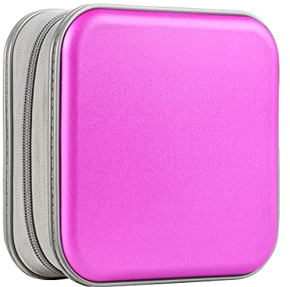 UENTIP Custodia per CD con capacità 48 CD, in plastica rigida per DVD, portatile, per CD e DVD (48, viola)