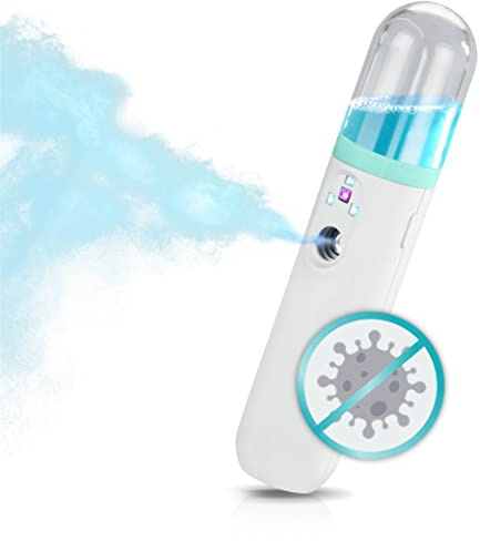Maximex 2in1 tragbarer Desinfektionssprayer 20ml, Mobiler UV-Desinfektionssprayer mit Sprühfunktion, Nachfüllbare Sprühflasche für Hände & Oberflächen, handliches Taschenformat
