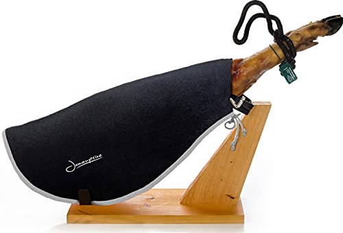 Schinkenabdeckung Schwarz mit Grauer Umrandung Jamonprive - Bestens als Abdeckung für Serrano oder Iberico Pata Negra Schinken & Italienischen Prosciutto Geeignet - 80% Baumwolle und 20% Fasern